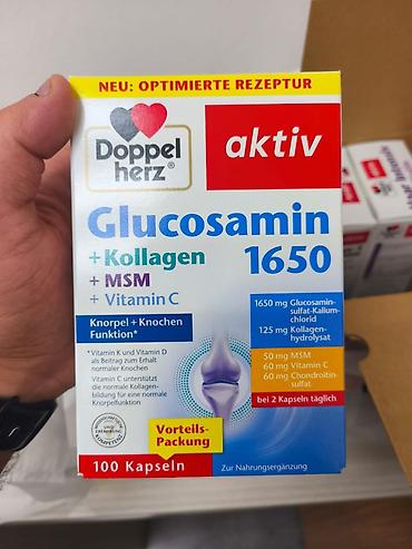 Витамины и БАДы: Doppelherz aktiv Glucosamin 1650 – kollagen, MSM və C vitamini ilə — 1