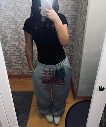 boyfrend şalvar: Məhsul: Boş kəsimli idman şalvarı - Rəng: Açıq boz (melanj) - — 2