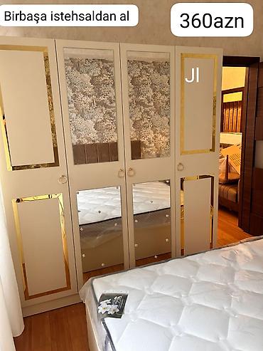 Dörd qapılı garderob – 360 azn Birbaşa istehsaldan al - Rəng: krem