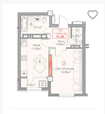 квартира советский: 1 комната, 40 м², Элитка, 4 этаж, Дизайнерский ремонт