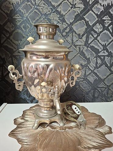 toklu samovar: Qədimi tok somavarı.3L su tutumu var,işlənmiyib.Üzərində emblemi — 1