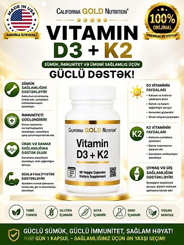 Gözəllik və sağlamlıq: Vitamin D3 + K2: - ❗️❗️🇺🇸🇺🇸🇺🇸Amerika istehsalı, 100% orijinal, premium — 1