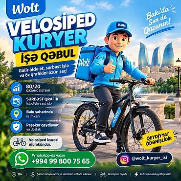 Taksi, logistika, çatdırılma: Piyada kuryer tələb olunur, İstənilən yaş, Təcrübəsiz, Həftəlik ödəniş — 1