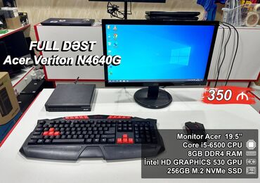 Kompüter və noutbuk aksesuarları: Masaüstü Kompüter ”Acer Veriton ES2735G” ⭐Full Dəst – 350 AZN ⭐Yeni