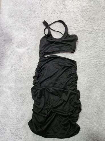 crna lanena haljina: S (EU 36), bоја - Crna, Koktel, klub, Na bretele