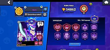 oyuncalar: Brawl Stars hesabı 54min kupa 104 karekter 32 prestij ideal hesab Ay — 3