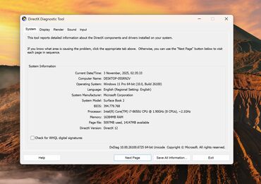 Digər noutbuklar və netbuklar: Microsoft Surface Book 2; i7; 16GB RAM; 512GB SSD Prosessor: Intel® — 6