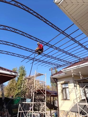 Сварка: Навес из поликарбоната с металлическим каркасом. Подходит для создания — 19