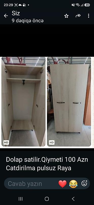 İki qapılı dolab - Material: açıq ağ palıd tonunda laminat - Daxili lalafo.az -da İki qapılı dolab - Material: açıq ağ palıd tonunda laminat - Daxili