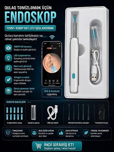 Qulaq təmizləmək üçün endoskop – 1295P–1080P HD, LED işıqlandırma lalafo.az -da Qulaq təmizləmək üçün endoskop – 1295P–1080P HD, LED işıqlandırma