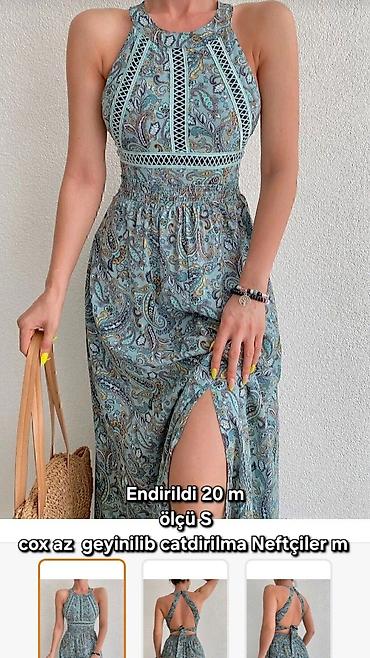 mavi don: Məhsul: Maxi yay donu - Ölçü: S - Rəng və naxış: Mavi-yaşıl tonlarda — 1