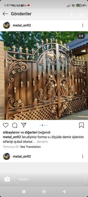 Həyət darvazaları: Metal EN MMC olaraq istədiyiniz forma və ölçüde demir işlerinin — 4