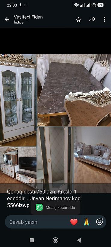 gence mebel instagram: Qonaq desti 750 azn. Kreslo 1 ededdir. Unvan Nerimanov kod 5566izwp — 1