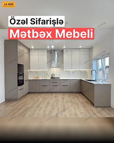 Mebel: Özel sifarişlə mətbəx mebeli - Dizayn: L formalı, minimal və laconic — 1