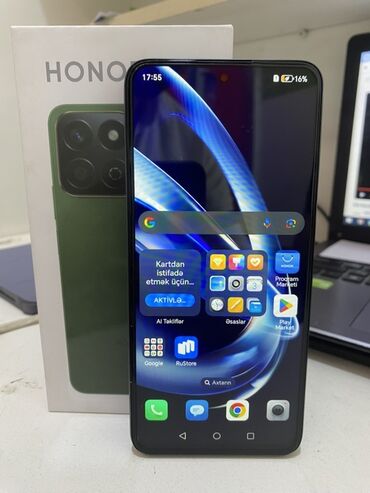 ucuz telfonlar: Honor X7, 256 GB, rəng - Yaşıl, Sensor, Barmaq izi, İki sim kartlı