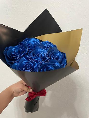 Декоративные цветы: СРОЧНО ❗❗ продаются готовые букеты 💐 из атласных лент также по штучно — 4