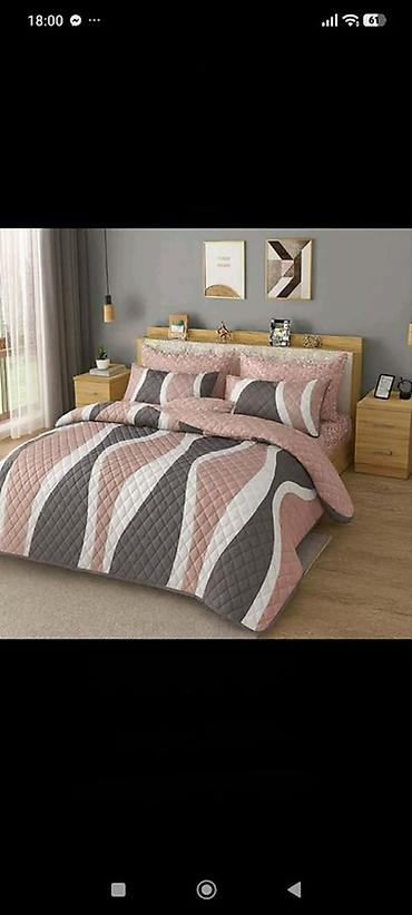 Ćebad i pokrivači: ✔ Bračni set • Čaršaf: 220×230 cm • Jorganska navlaka (step-deka) — 2