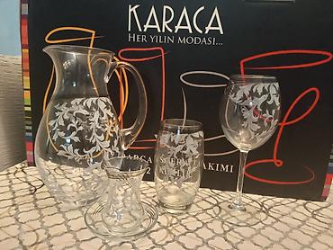 bardak: Karaca 49 Parça, 12 Nəfərlik Şüşə Süfrə Dəsti Zərif yarpaq naxışlı — 4