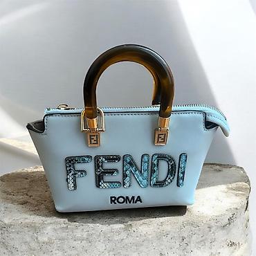fendi cantalar: Fendi Roma mini çanta - Rəng: açıq mavi - Material: hamar dəri - Ön — 1