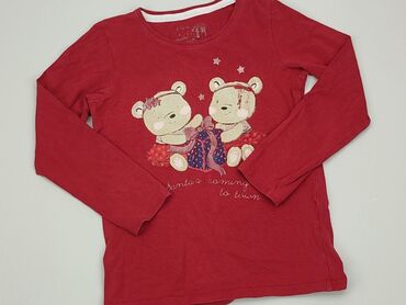 czerwona satynowa bluzka: Bluzka, 7 lat, 116-122 cm, stan - Dobry