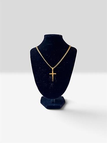 hublot replika: Zlatni lančić sa priveskom krsta - Materijal: zlatni ton (hirurski — 2