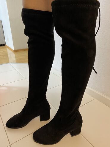 ботинки ботфорты: Сапоги, 37, цвет - Черный