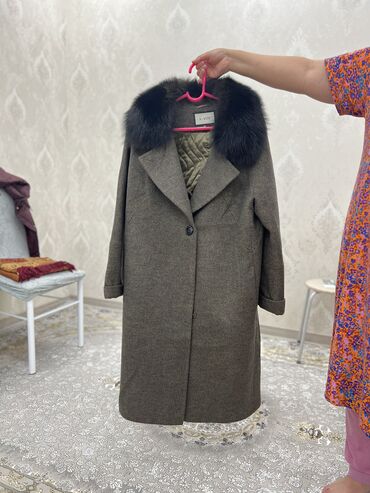 чёрное кашемировое пальто: Пальто, Зима, 6XL (EU 52)