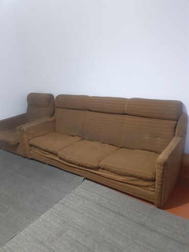 Мебель: Диван-кровать, цвет - Коричневый, Б/у