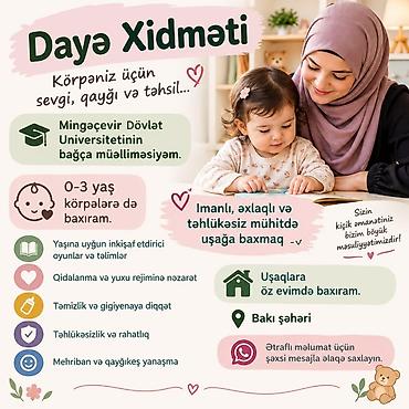 usaq evleri vakansiya: Daya xidməti – Körpəniz üçün sevgi, qayğı və təhsil - Mingəçevir — 1