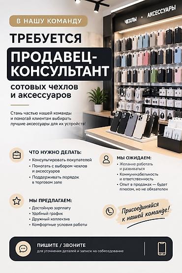 Жумуш: Вакансия: продавец‑консультант магазинов сотовых чехлов и аксессуаров — 1