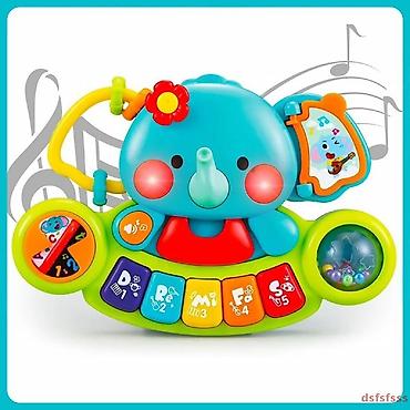 Игрушки: Электронное детское пианино в форме слоника с подсветкой и звуковыми — 2