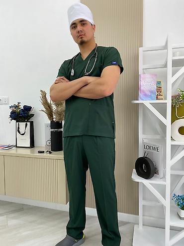 Медициналык кийим: Медицинский костюм (scrubs) унисекс - Комплект: топ с V-образным — 4
