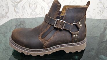удобный обувь: Мужские кожаные ботинки/полусапоги в стиле workwear. - Материал