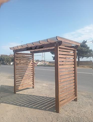 heyet ucun isiqlar: Bağ üçün taxta yelləncəkli pergola - Material: tam ağac karkas — 4