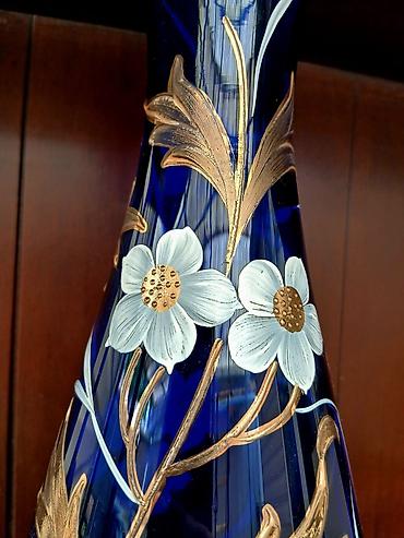 flowers: Кобальтовая ваза из богемского стекла производство Чехия, 1980 год а — 2