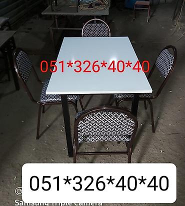 Masa və oturacaq dəstləri: Qonaq otağı üçün, Yeni, Dördbucaq masa, 4 stul — 6