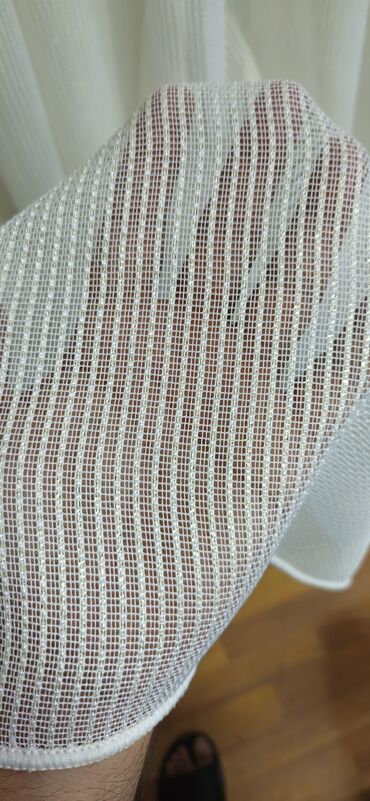 Pərdə və tüllər: Ağ rəngli tül pərdə parçaları - Material: nazik, şəffaf və nəfəsalan — 7