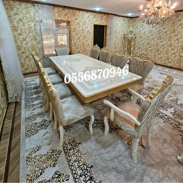 Sifarişlə masa və oturacaq dəstləri: Dördbucaq masa, Qonaq otağı üçün, 6 nəfər, Açılmayan, Azərbaycan, Zəmanətli — 22