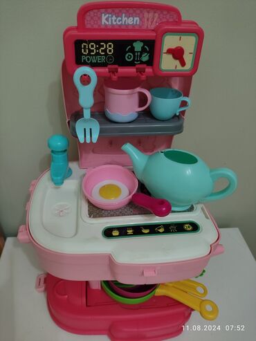 uşaq inkişafı metodikası pdf: Uşaq üçün oyuncaq mini mətbəx dəsti - Kompakt, çəhrayı rəngli mətbəx