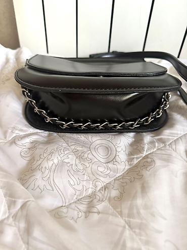 bijuterya: Qara çiyin çantası Miniso - Material: parlaq eko‑dəri - Rəng: tam — 3