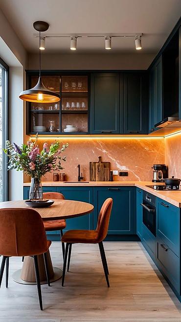 silver kitchen: Кухонный гарнитур с техникой и подсветкой - Планировка: угловая — 1