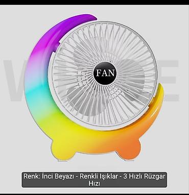 adaptor 12v 10a: RGB işıqlı masaüstü ventilyator - Rəng: İnci ağ - Korpusda rəngli LED — 1