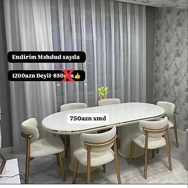 metbex stol stul: Qonaq otağı üçün, Yeni, Oval masa, 6 stul — 1