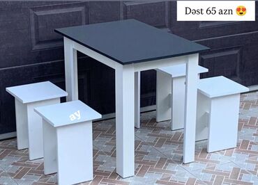 metbext stolu: Mətbəx üçün, Açılmayan, Kvadrat masa, 4 stul