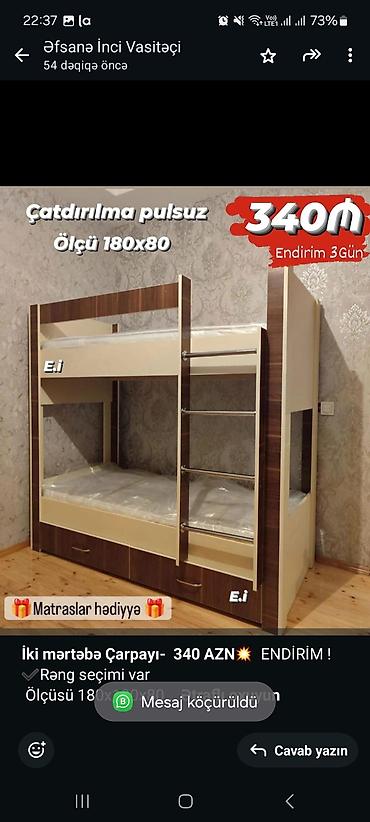 Sifarişlə mebel: *İki mərtəbə Çarpayı- 340 AZN💥* ENDİRİM ! ✔️Rəng seçimi var — 1