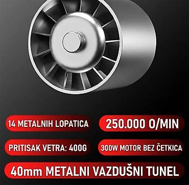 Ostali akumulatorski alati: Nova turbo duvaljka 2 u 1 može da duva i usisava. Ima pet brzina — 8