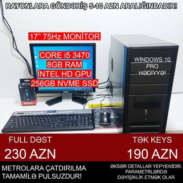 Masaüstü kompüterlər və iş stansiyaları: Masaüstü Kompüter "DDR3 H61 1155 Core i5 3470” ⭐Tək Sistem Bloku – 190 — 1