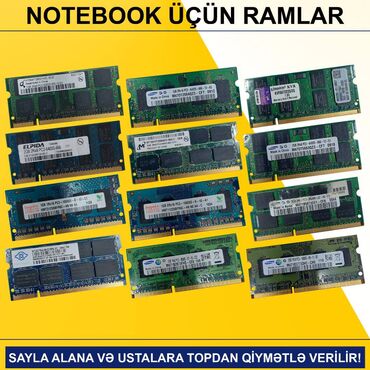 Operativ yaddaş (RAM): Notebook üçün Ramlar (DDR2/DDR3/DDR4) SAYLA ALANA VƏ USTALARA TOPDAN — 1