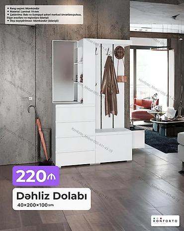 Mebel: Dəhliz Dolabı – çoxfunksiyalı giriş mebeli Ölçü: 40 × 200 × 100 sm — 1