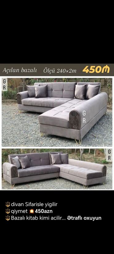 Divanlar: Künc divan, Yeni, Açılmayan, Bazasız, Şəhərdaxili pulsuz çatdırılma — 20